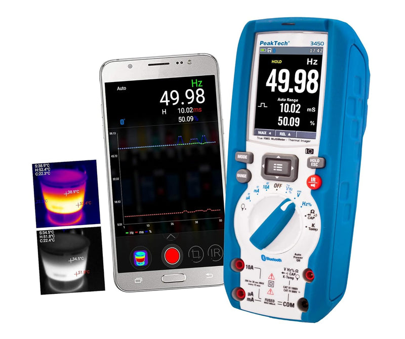 PeakTech 3450 – True RMS Digital Multimeter mit Wärmebildkamera, Bluetooth und TFT Grafik-Display, P