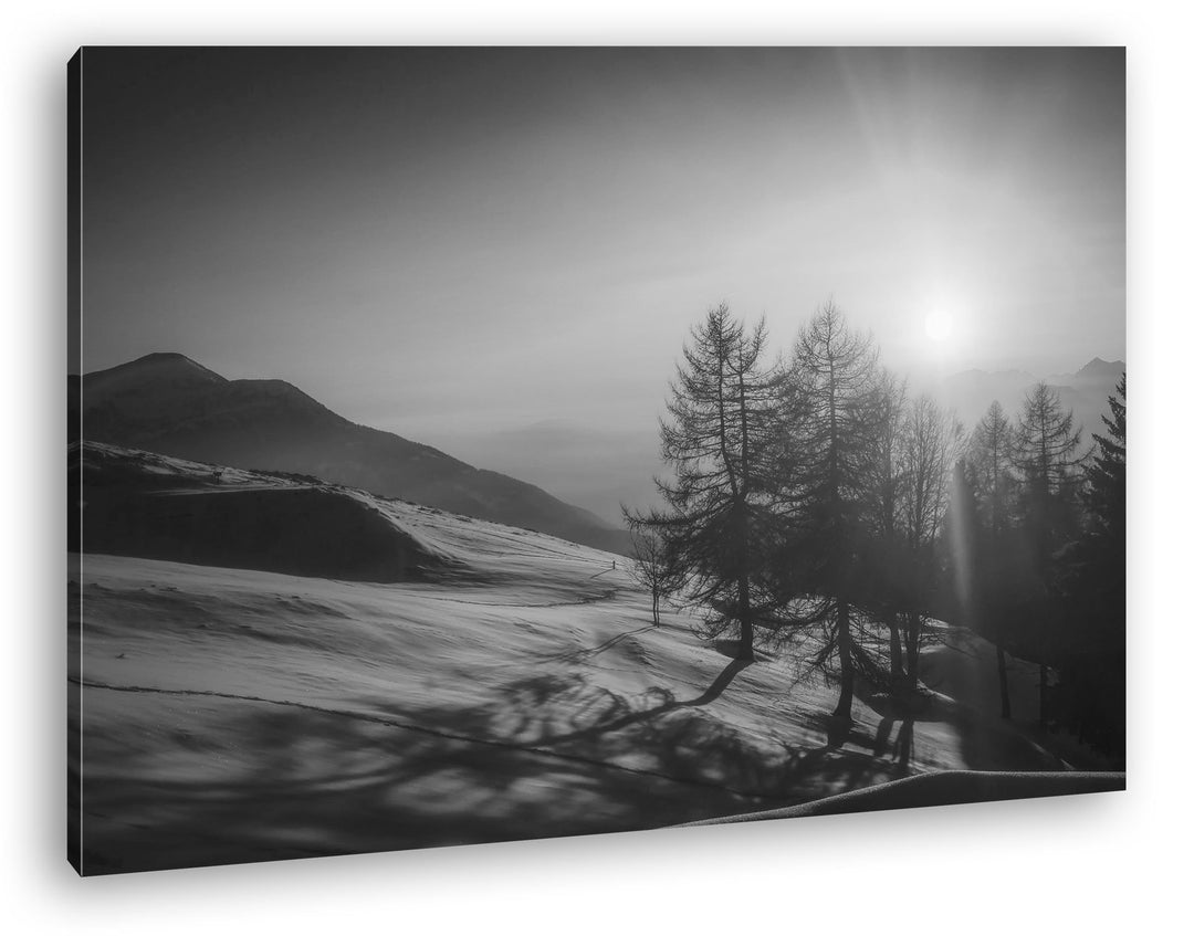 deyoli Sonnenaufgang in den schneebedeckten Bergen Format: 80x60 Effekt: Schwarz/Weiss als Leinwand,