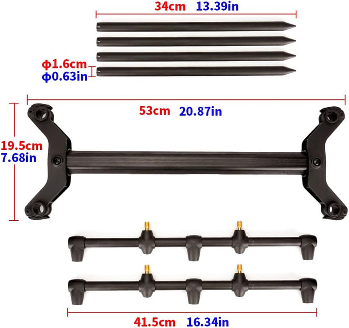 Hirisi Tackle Rod Pod Rutenhalter – 3 Ruten oder 2 Ruten wählbar, – Aluminium Rutenständer mit Tasch