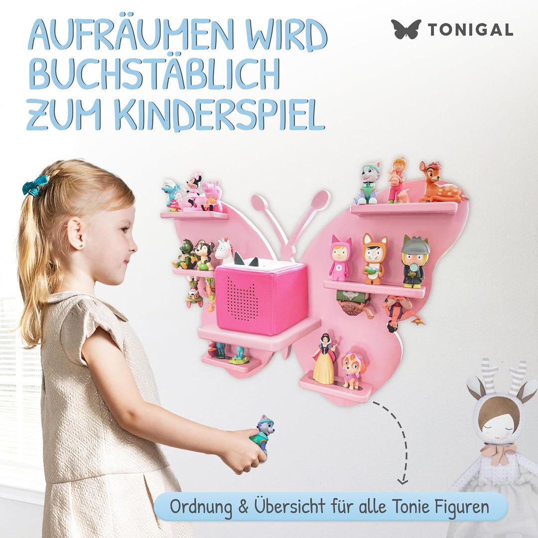 Tonie Regal Schmetterling mit Platz für bis zu 35 Tonie Figuren, Toniebox & Ladestation I Magnetisch