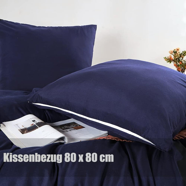 Soifox Bettwäsche 135x200 4teilig Marineblau bettwäsche-Sets aus Mikrofaser bügelfrei & knitterfrei