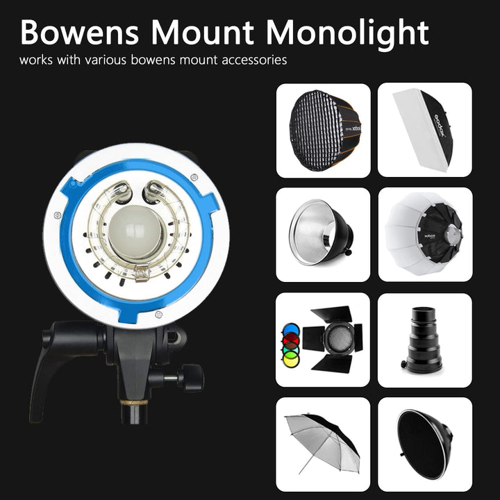 Godox Studio Stroboskop Blitzlicht Kit für Fotografie, 600W Studio Flash Set mit Browns Mount, 2.4G