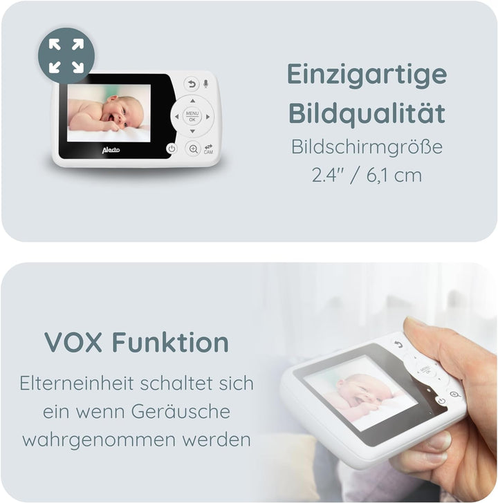 Alecto DVM-64 Funk Kamera Babyphone (100% störungsfrei & privat) mit schwenkbarer video Kamera, Nach