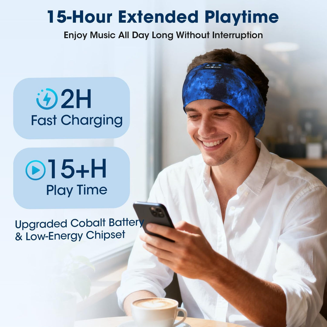 LC-dolida Schlafkopfhörer Bluetooth Sport-Kopfhörer Stirnband, Kabellos Schlafen Kopfhörer 15+ Stund