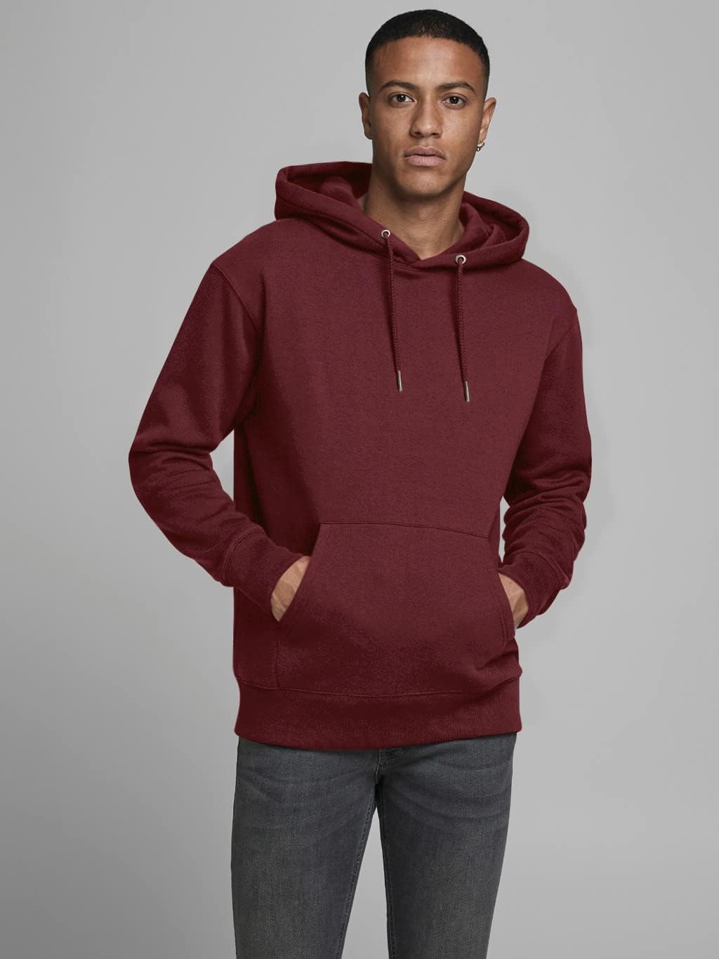 JACK & JONES Herren Basic Hoodie Soft Sweat Hood Jumper Kapuzen Pullover, XS Rot (Port Royale/Reg)