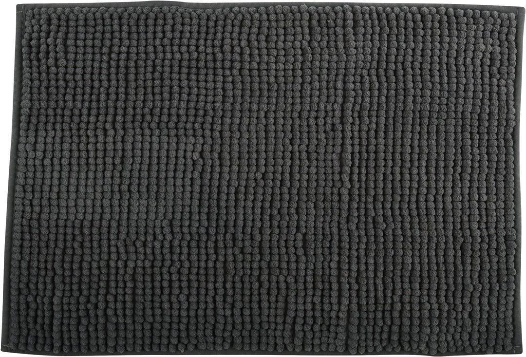 MSV Badteppich Badvorleger Duschvorleger Chenille Hochflor Badematte 60x90 cm – Grau Grau 60 x 90 cm
