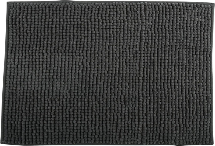 MSV Badteppich Badvorleger Duschvorleger Chenille Hochflor Badematte 60x90 cm – Grau Grau 60 x 90 cm