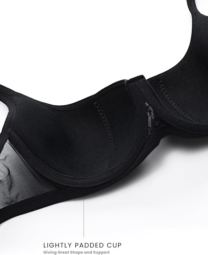 DOBREVA Damen Sexy Balconette BH Spitze BHS mit Bügel Leicht Gepolstert Push Up Grosse Grössen 95B S