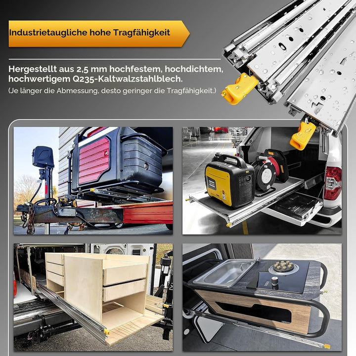 AOLISHENG Schwerlast Schubladenschienen vollauszug 600mm, mit Verriegelungsfunktion Schwerlastauszüg
