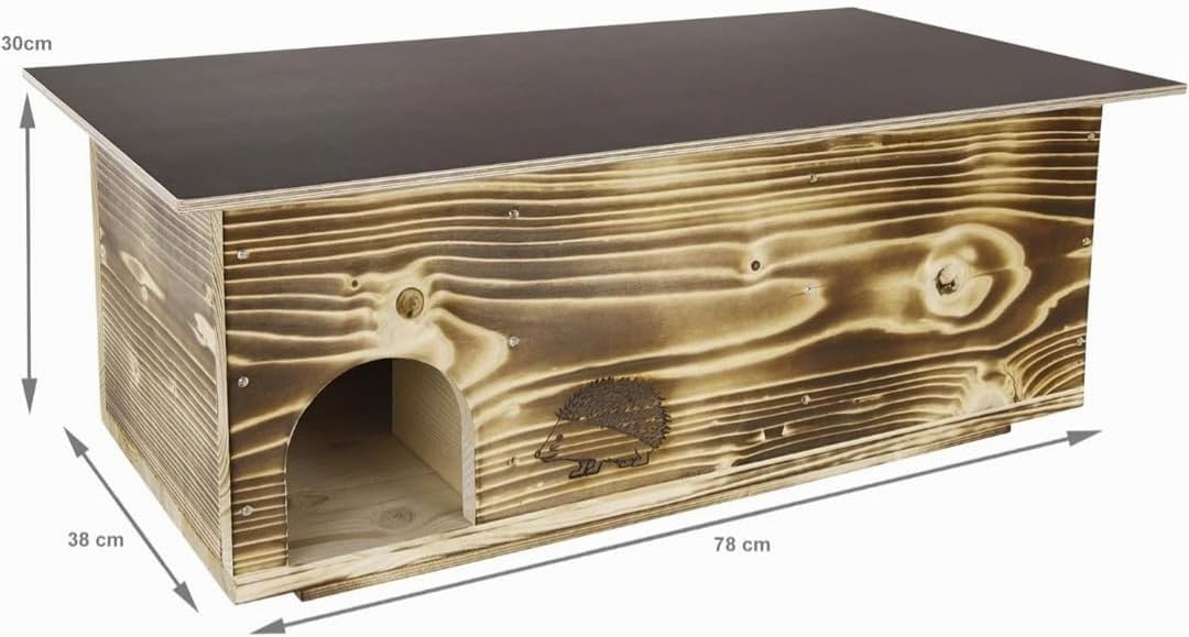 Igelhaus Igelhotel Igelhütte Futterhaus für Igel Igelfutterhaus edel geflammt (IG)