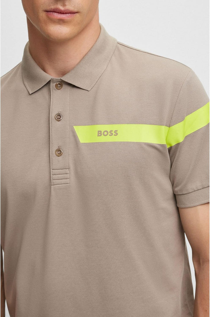 BOSS Herren Paule Slim-Fit Poloshirt mit Streifen und Logo S Hellgrün, S Hellgrün