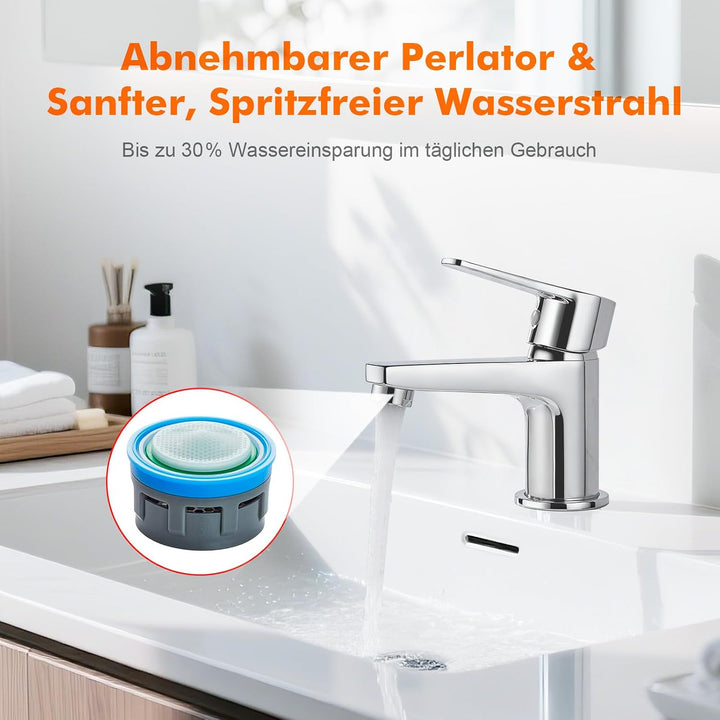 Ibergrif M11057 Wasserhahn Bad-Mischbatterie, Waschtischarmatur mit Geräuscharmem Keramischem Ventil