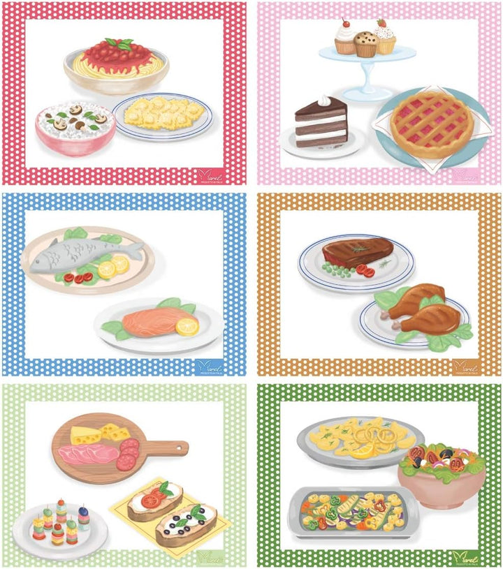 Mareli Rezeptbox mit 60 illustrierten Rezeptkarten zum selber beschriften und 6 Trennblättern im Ess