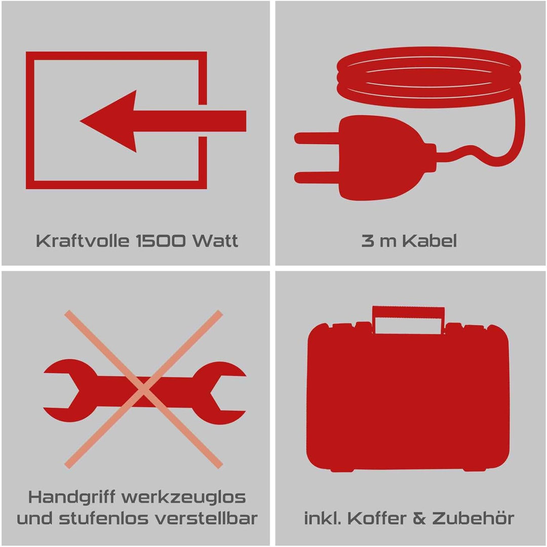 Practixx 3in1 Bohrhammer PX-BH-5 Abbruchhammer mit 5 Joule & 1050W | 28mm Bohrleistung in Beton | SD