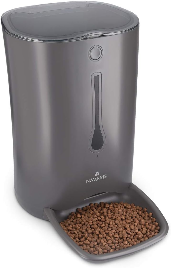 Navaris Automatischer Futterautomat Futterspender mit Timer - 6L Futternapf Automat mit Timer und ak