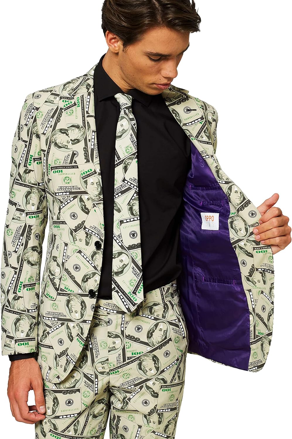 OppoSuits Karnevalskostüme Herren festlichem Druck Anzug mit Krawatte 46 Mehrfarbig, 46 Mehrfarbig