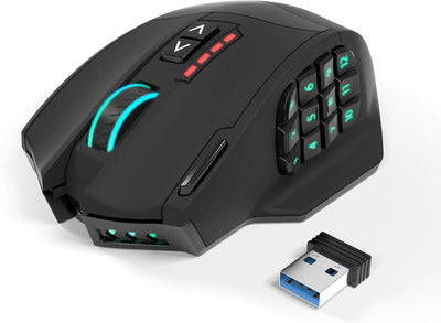 Rytaki Gamspeed V8 Pro Wireless MMO Gaming Maus 16000 DPI USB Laser MMO Maus mit RGB Beleuchtung/16