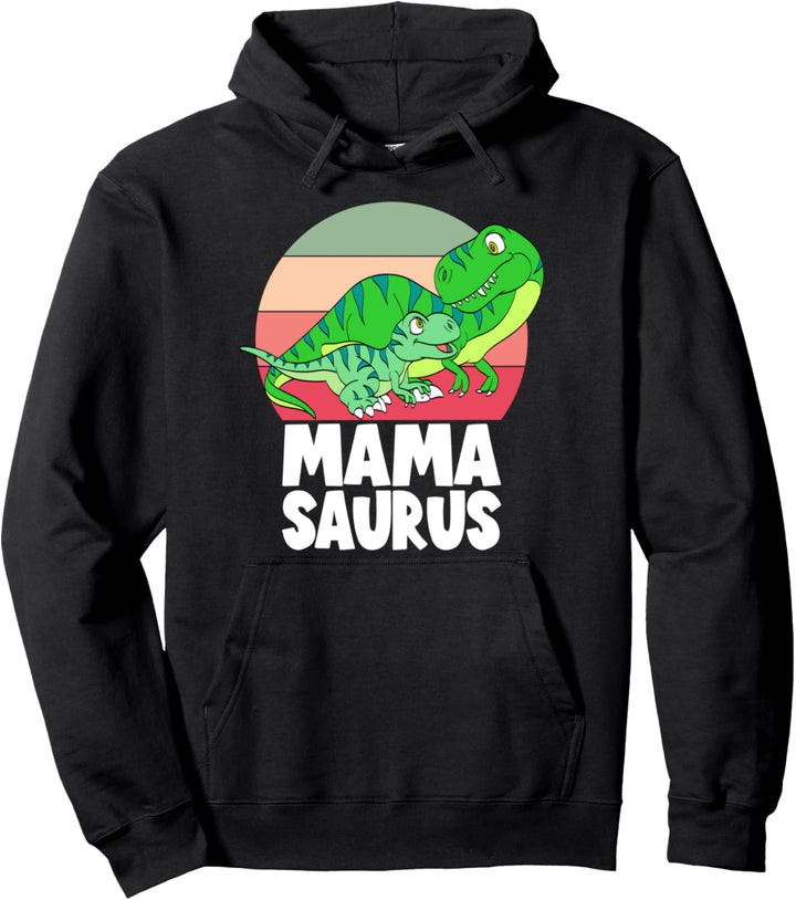 Mamasaurus Dinosaur Mama T-Rex Mom Sunset Family Matching Pullover Hoodie