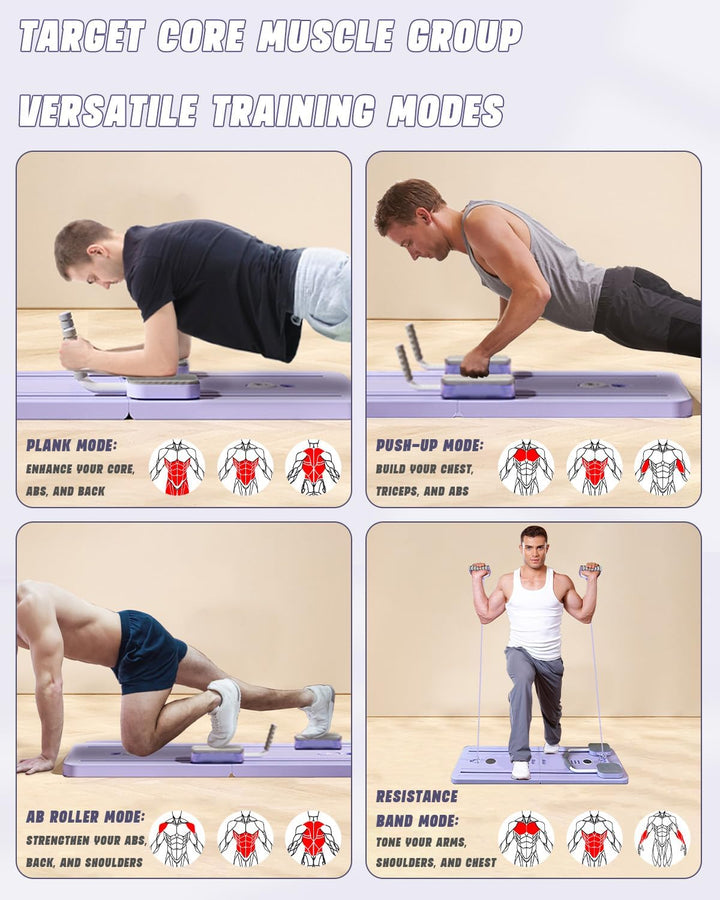 Giabuao Faltbares Multifunktions-Pilates- und Bauchmuskeltrainingsgerät mit Bauch-Roller,Pilates Boa