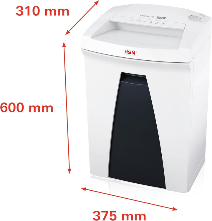 Aktenvernichter HSM SECURIO B22, Sicherheitsstufe P-5, 9 Blatt (Partikelschnitt), 1,9 x 15 mm, weiss