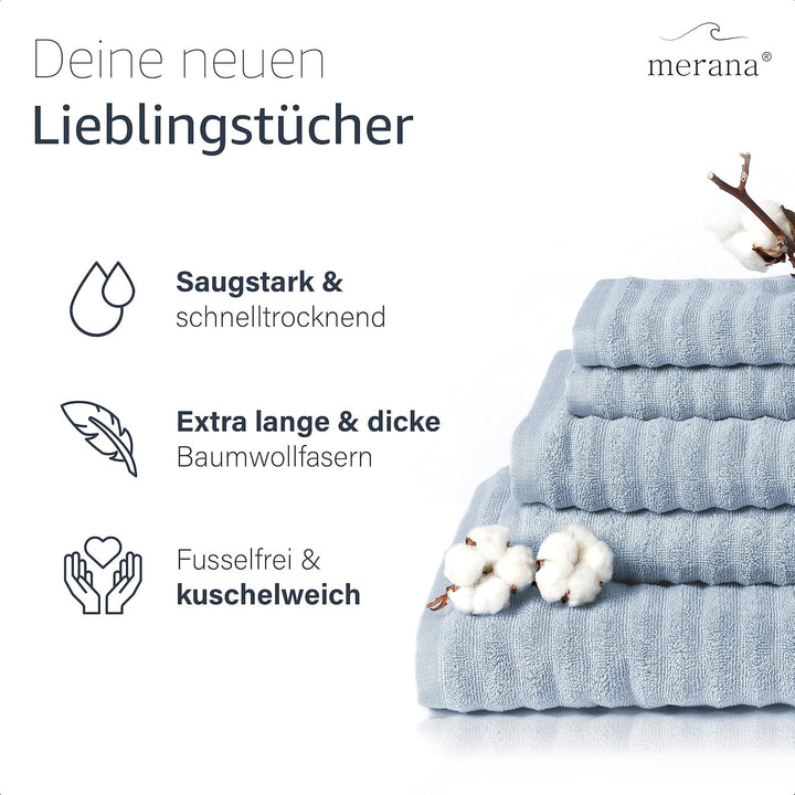 Merana Oslo Duschtücher 70x140cm - 2X Luxus Duschhandtuch - Schnelltrocknendes Duschtuch aus 100% fe