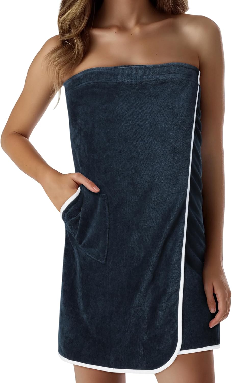 HOMELEVEL Saunakilt für Damen und Herren mit Klettverschluss und Tasche aus 100% Baumwolle Sauna Kil