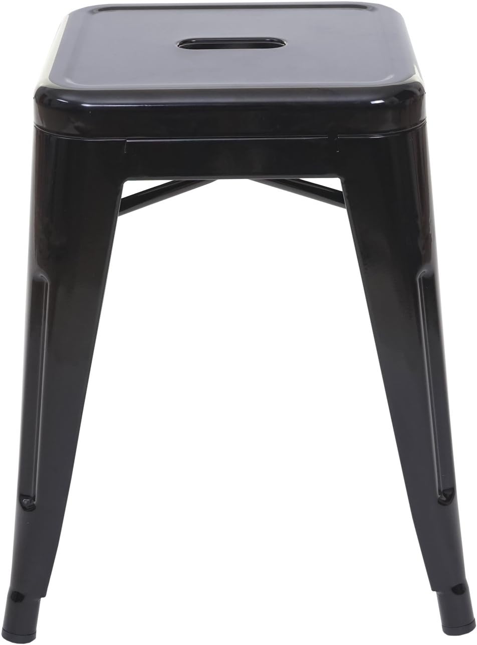 2er-Set Hocker HWC-A73, Metallhocker Sitzhocker, Metall Industriedesign stapelbar - schwarz, Schwarz
