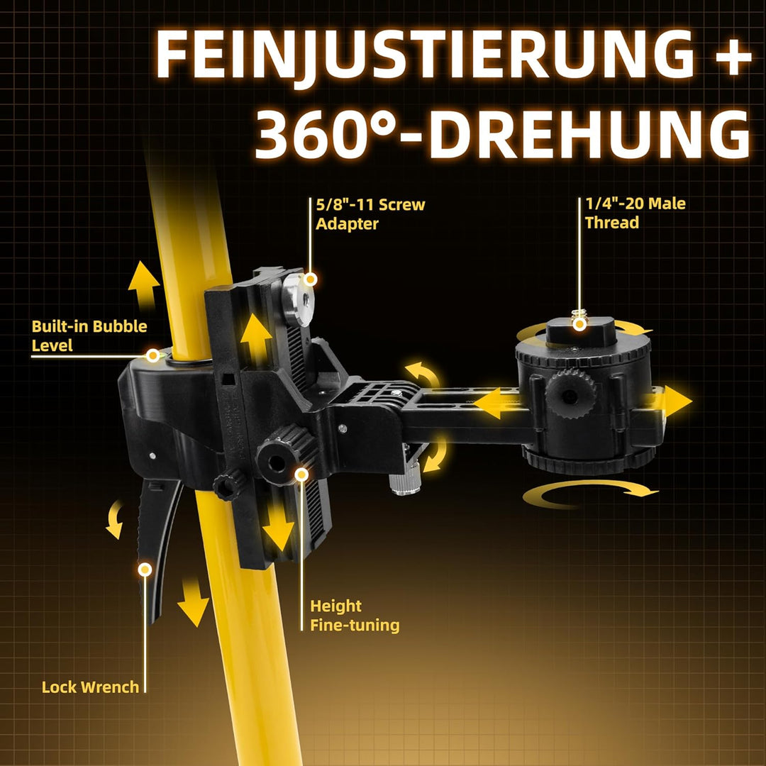 Laser Niveau Teleskopstange 4.2 m, Teleskop-Nivellierlatte mit Robustem Ständer, Aluminiumlegierung