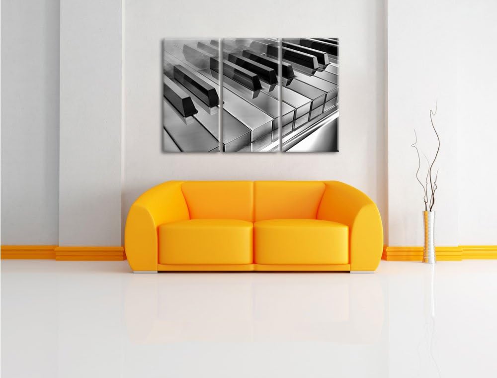 Pixxprint Piano Klaviertasten als Leinwandbild/Grösse: 3 Teilig (120x80) cm/Wandbild/Kunstdruck/fert