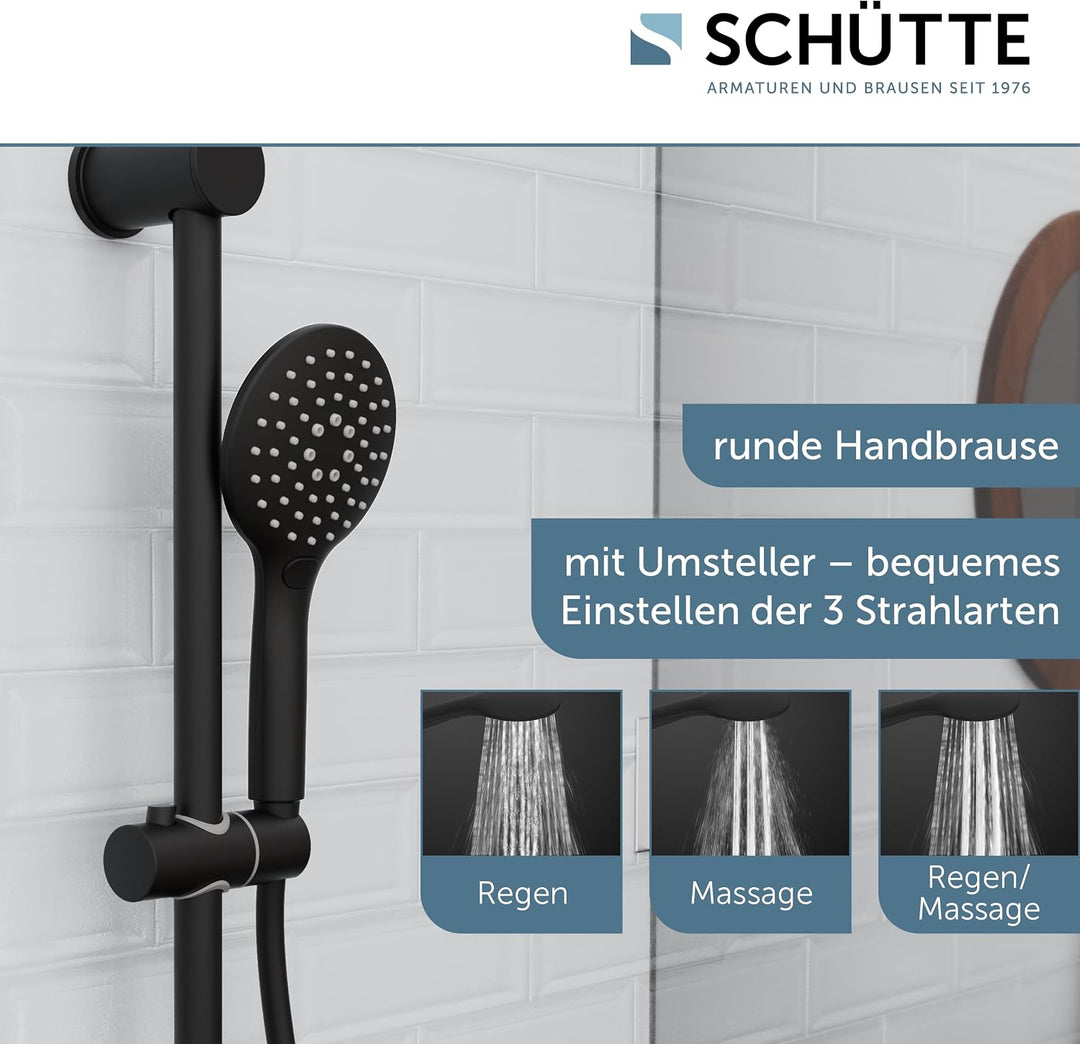SCHÜTTE 52466 LONDON Thermostat Duscharmatur mit Verbrühschutz bei 38℃ &amp; 64916 Raven Duschstange und