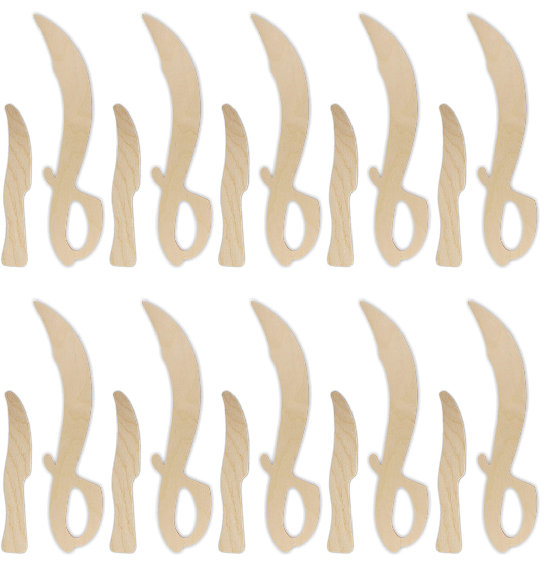Herr Bo & Co 10x Piratensäbel und Messer als Set aus 3mm Birkensperrholz, unbehandelt, zum Selberges