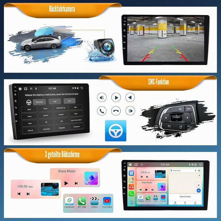 Android 15, 6G+128G 8Core CAMECHO Autoradio Navi für Hyundai i10 2007-2013 mit Carplay Android Auto
