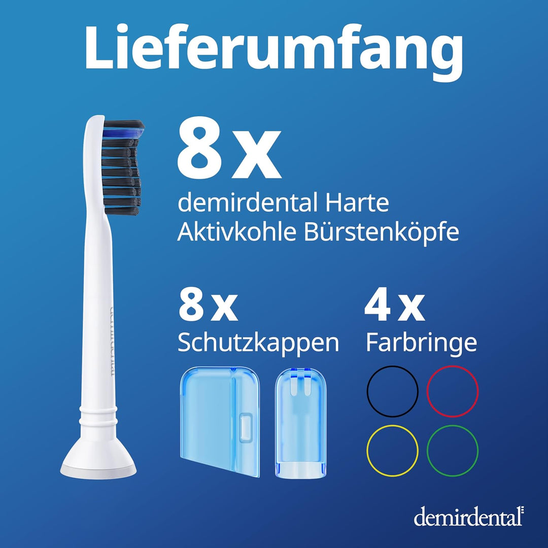 8er demirdental Ersatzbürsten passend für Philips Sonicare, Aktivkohle Aufsätze & Aufsteckbürsten, H