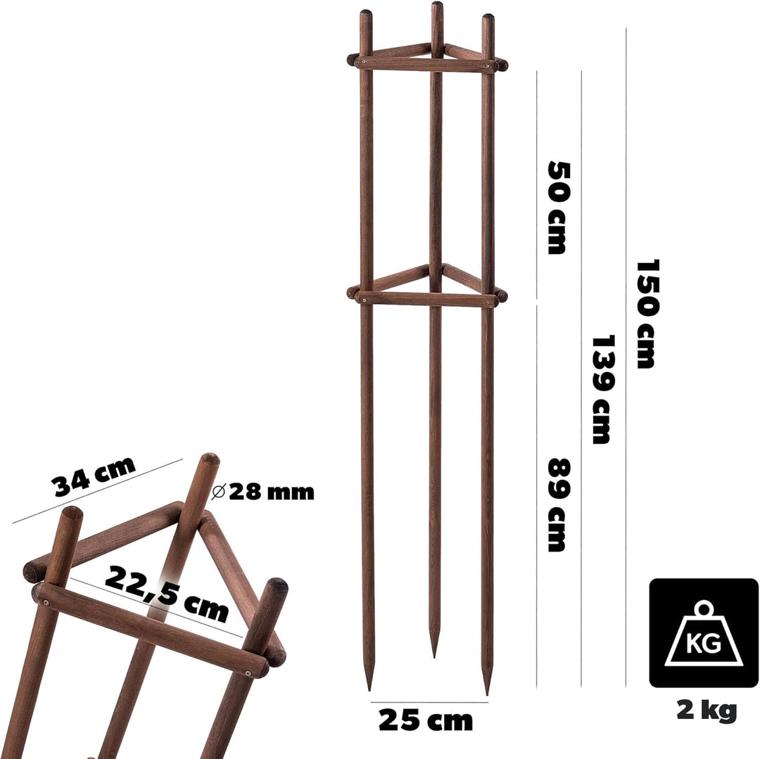 KADAX Baumstütze 150 cm aus robustem Holz, Baumpfahl zur sicheren Fixierung junger Bäume & Sträucher