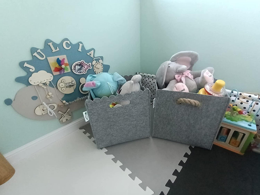SILUK Filzkorb Korb Kinder Aufbewahrungsbox Spielzeugkiste für Kinderzimmer Spielzeug Faltbar (33x33