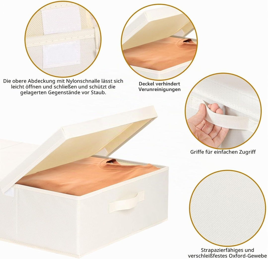 3 Stück Unterbettkommode, Unterbett Aufbewahrungsbox mit Deckel, Kleiderschrank Organizer mit Griff,
