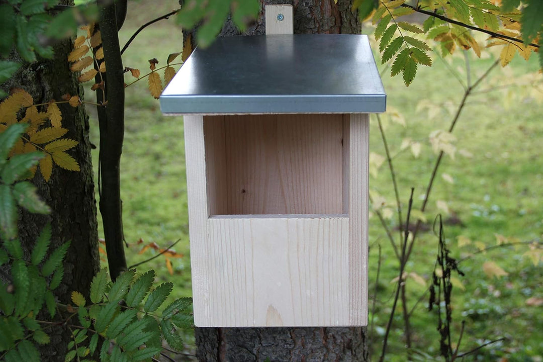 Nistkasten-(N7)-Halbhöhle Vogelhaus Vogelhäuschen Vogelhäuschen Garten Deko Zinkdach