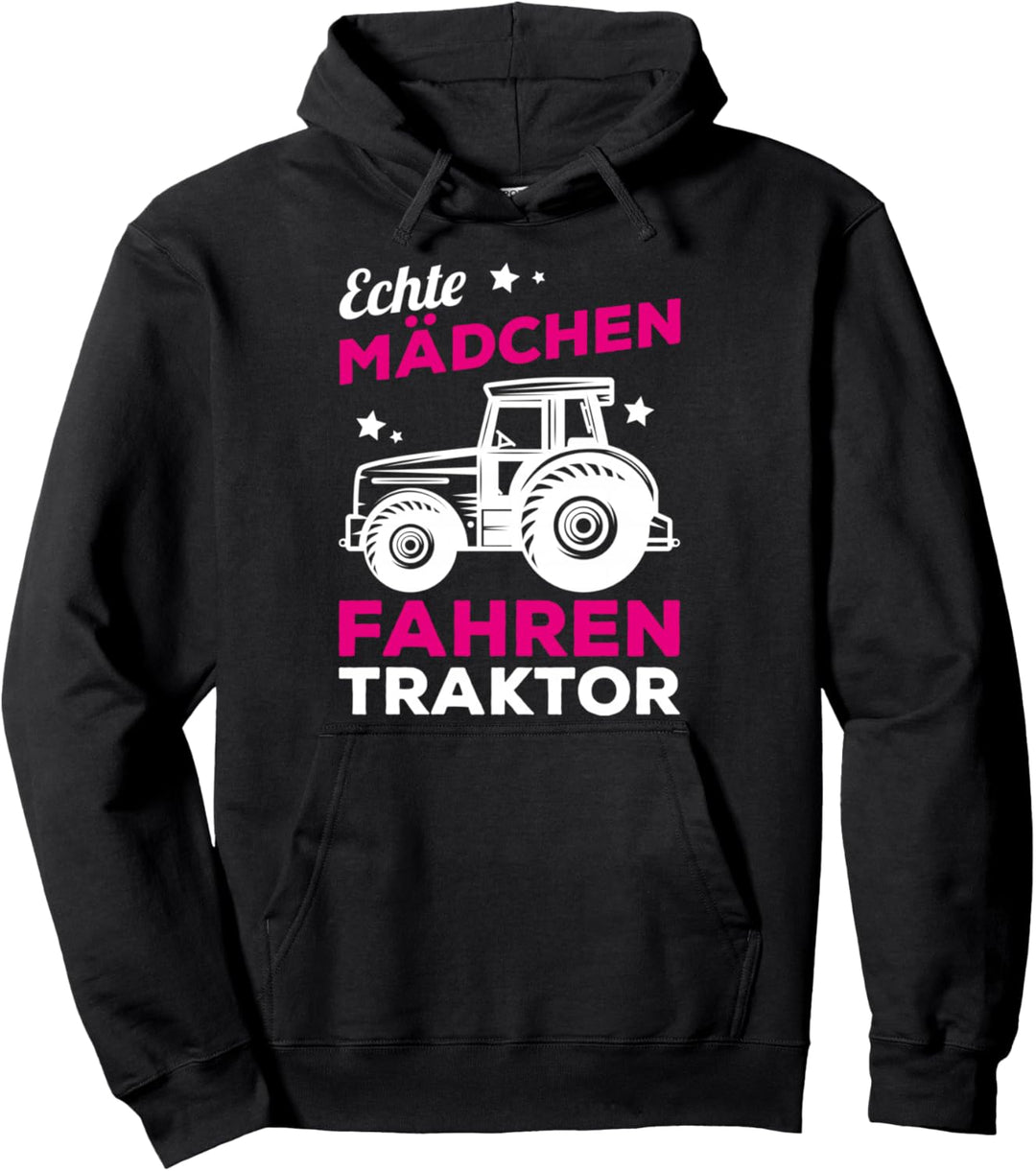 Echte Mädchen Fahren Traktor Landwirtschaft Bäuerin Geschenk Pullover Hoodie