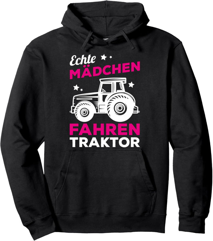 Echte Mädchen Fahren Traktor Landwirtschaft Bäuerin Geschenk Pullover Hoodie