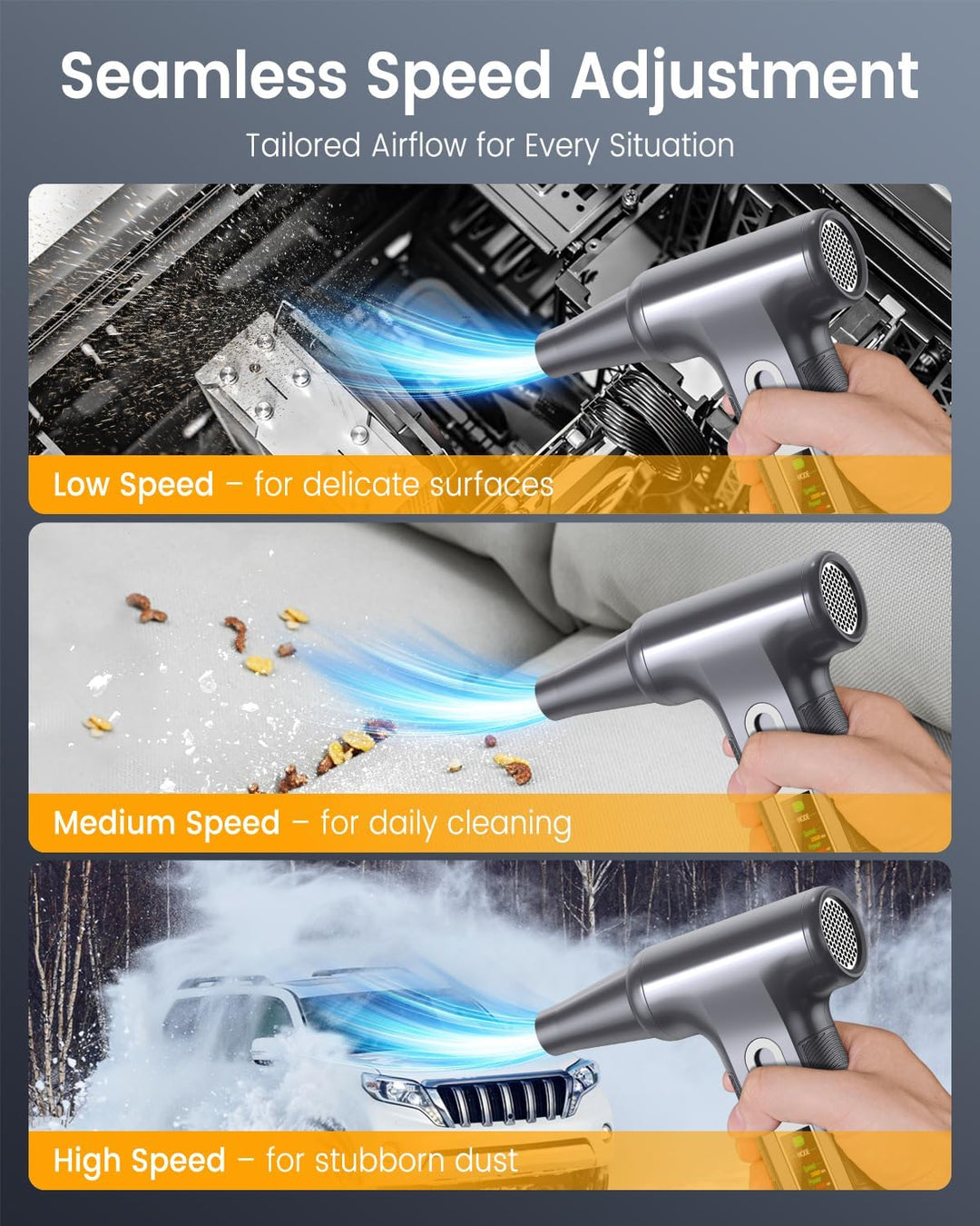 Elektrische Staubgebläse 200000 RPM mit HD‑Display - Air Duster Mini‑Gebläse für PC‑Reinigung mit LE