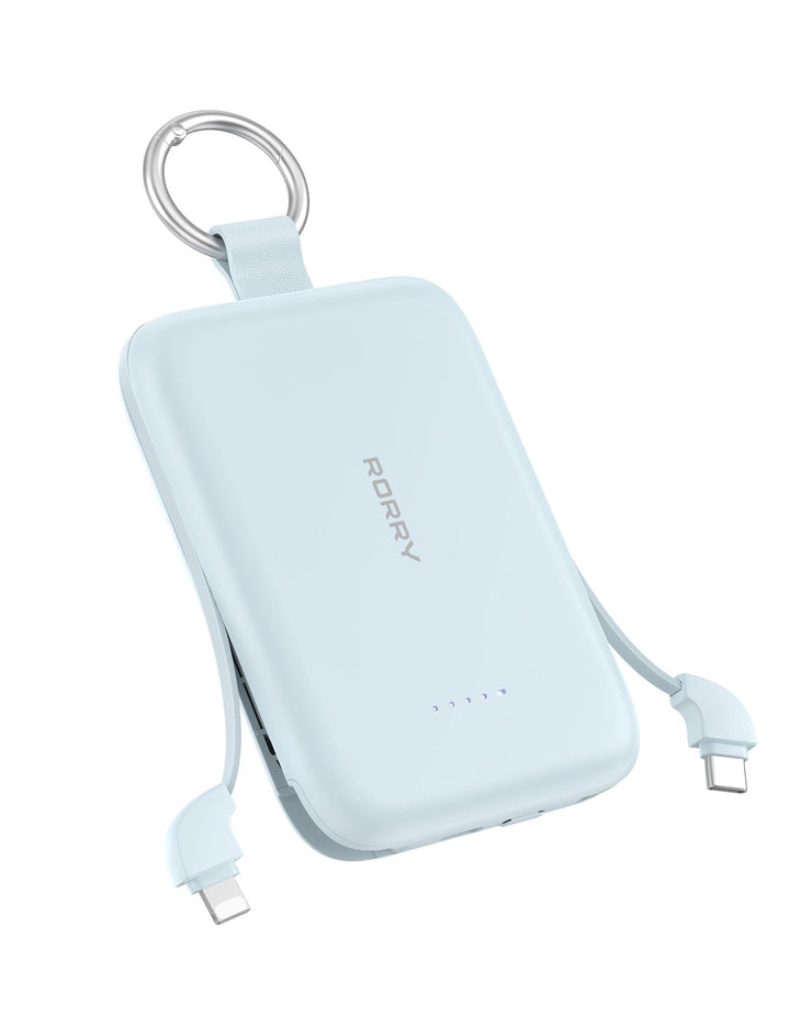 RORRY CharmGo 10000mAh Powerbank, PD 30W Schnellladen, Portable Charger mit integrierten Kabeln und