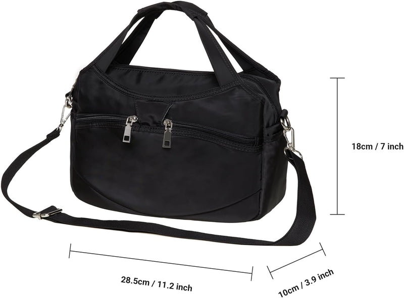 KAUKKO Leichte Damen Umhängetasche Nylon - Handtasche Top Griff Henkel - Tasche Beuteltasche Mittelg