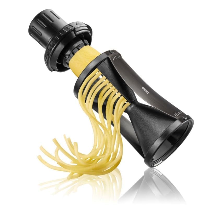 GEFU Spiralschneider SPIRELLI 2.0 Black Edition mit Gemüsehalter & Bürste, Julienne-Schneider für Ge