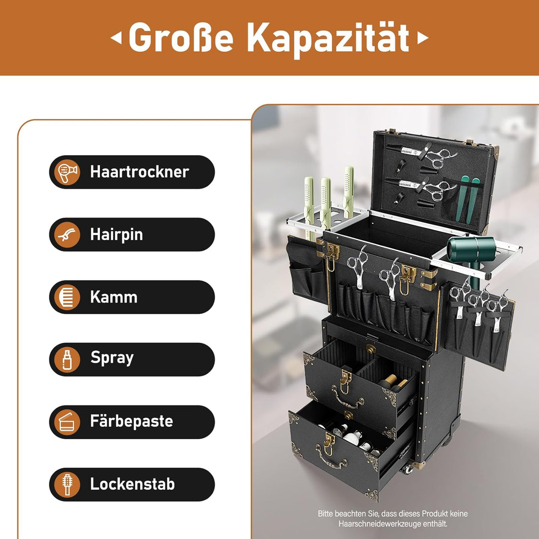 Kosmetikkoffer Trolley Retro Make Up Koffer Mit Passwortsperre 4 Ebenen Friseurkoffer Mit 360° Drehb