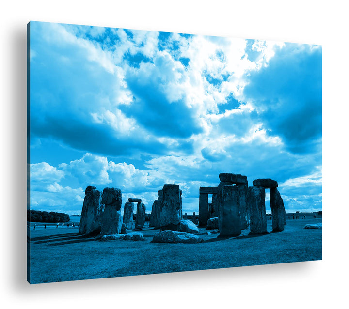 deyoli gigantische Stonehenge Felsformation in England Format 80x60 Effekt: Monocrome Blau als Leinw