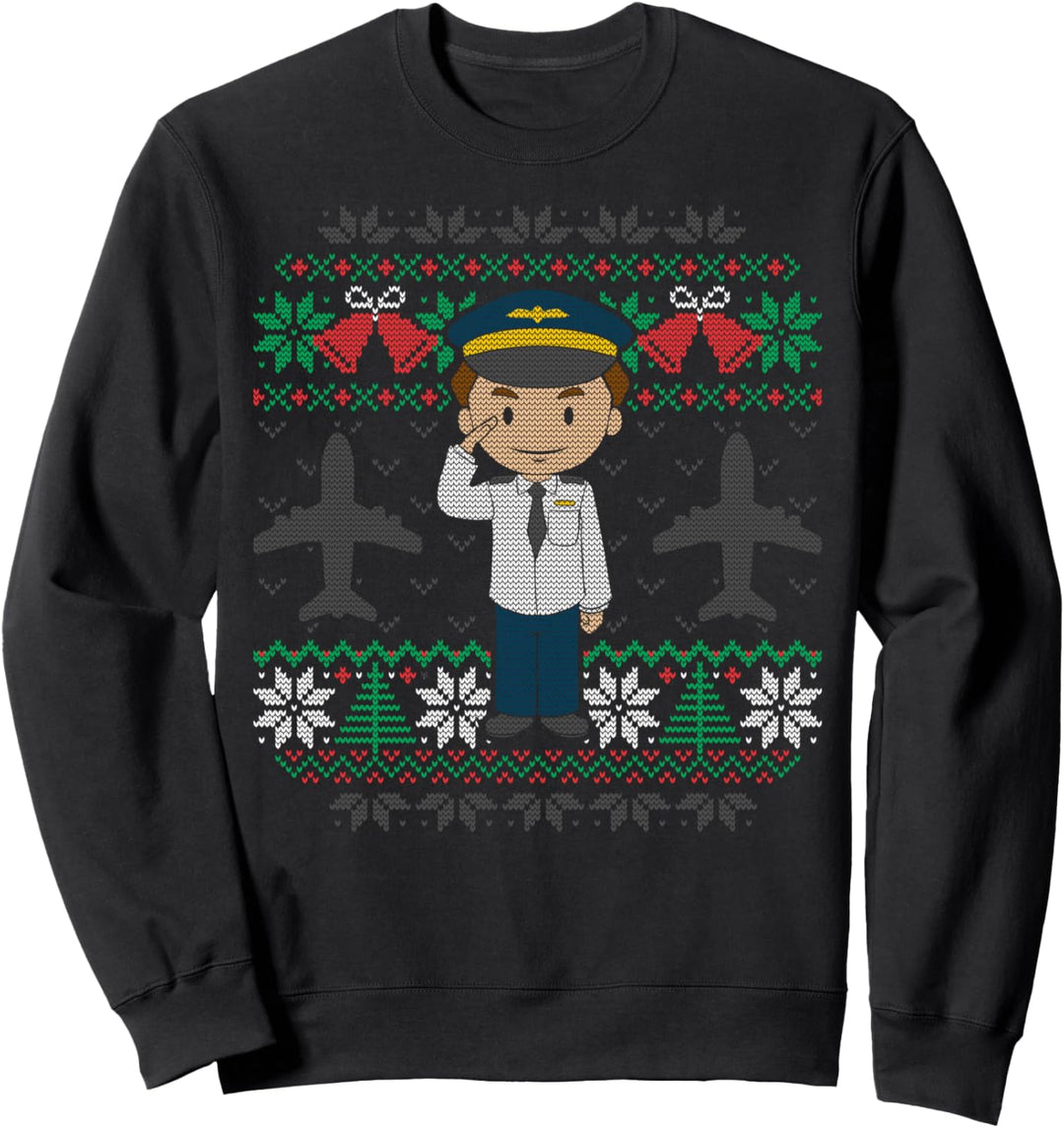 Flugzeug Pilot Flieger Weihnachten Ugly Christmas Sweater Sweatshirt