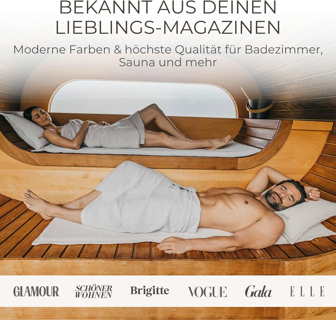SAUNASOFA® von BADESOFA® | Extra bequeme Sauna-Matte mit Kissen | Einfacher Transport dank Tragegurt