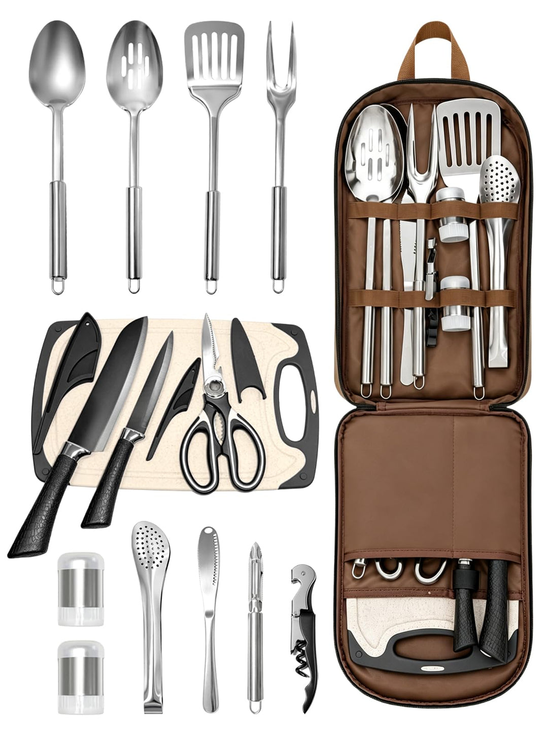 Camping-Kochgeschirr, 15pcs Camping Zubehör Kochen Camp Essentials Edelstahl Outdoor Kochgeschirr mi