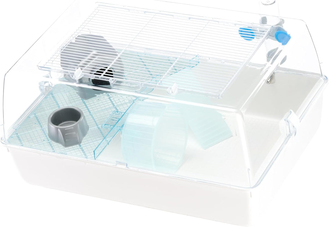Ferplast Hamsterkäfig, Mäusekäfig MINI DUNA HAMSTER Zweistöckiger kleiner Käfig, Lüftungsgitter, Tra