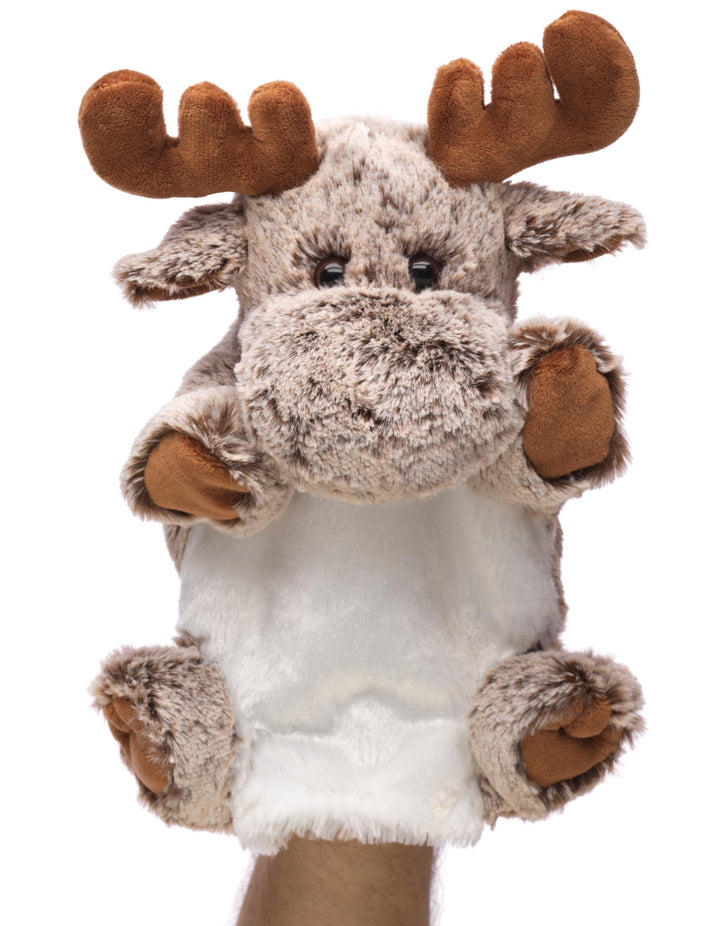 Uni-Toys - Handpuppe Elch (braun-meliert) - 28 cm (Höhe) - Plüschtier, Kuscheltier Elch, 28 Cm, Elch